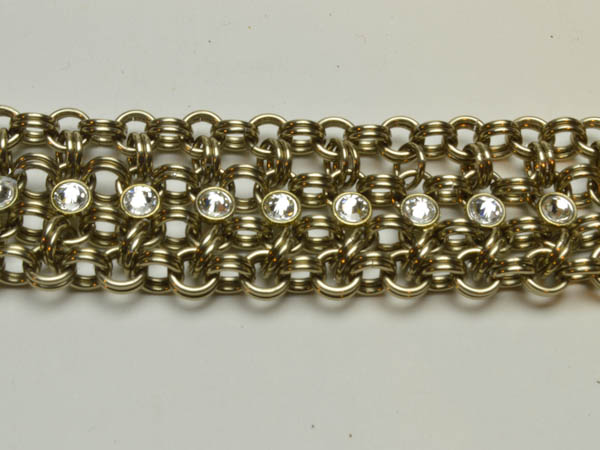 Gold Micro Chainmaille Bracelet with tiny Swarovski Crystals